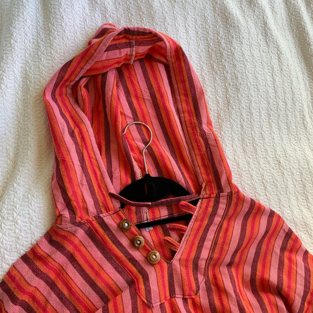 Hooded Stripped linen long sleeve shirt - Picture 4 of 4